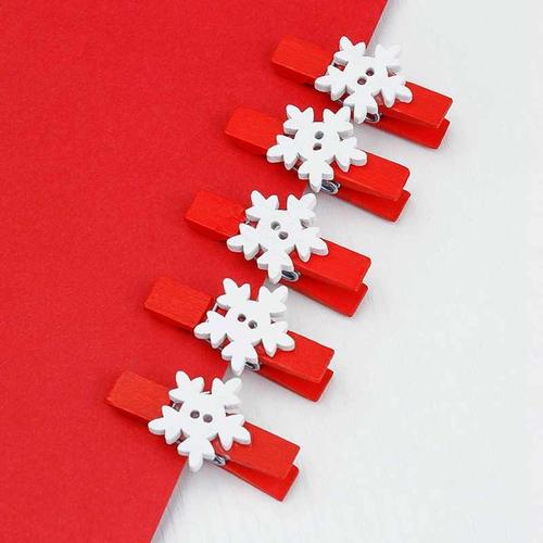 Christmas Snowflake Color Note Wooden Clip