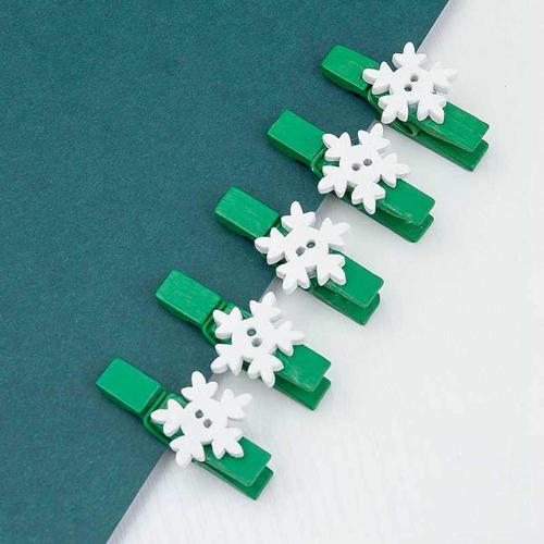 Christmas Snowflake Color Note Wooden Clip