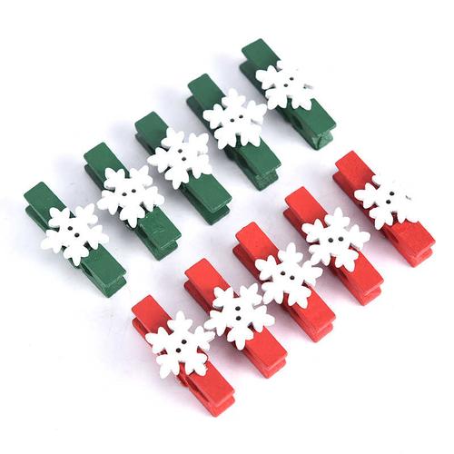 Christmas Snowflake Color Note Wooden Clip
